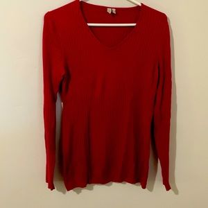 Sweater - V-neck, Rib Knit, Size L